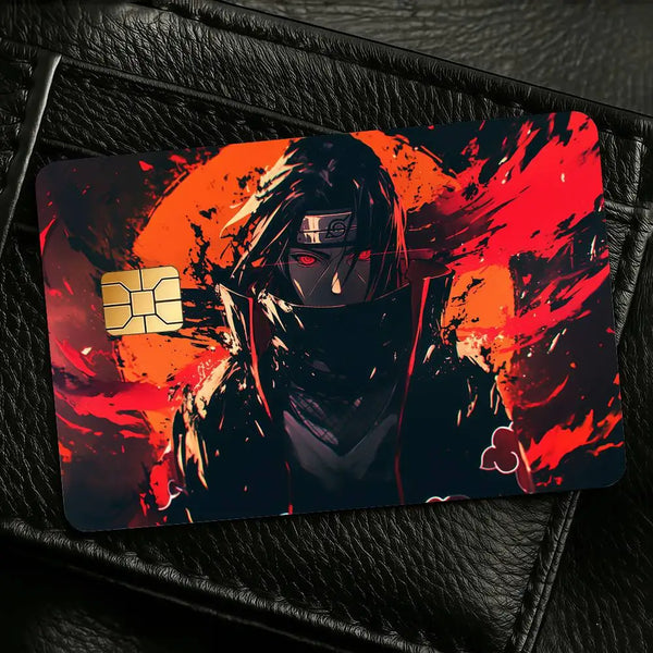 Uchiha Itachi Anime Credit Card Sticker & Bus Pass Skin – 4PCS Waterproof Decal Set
