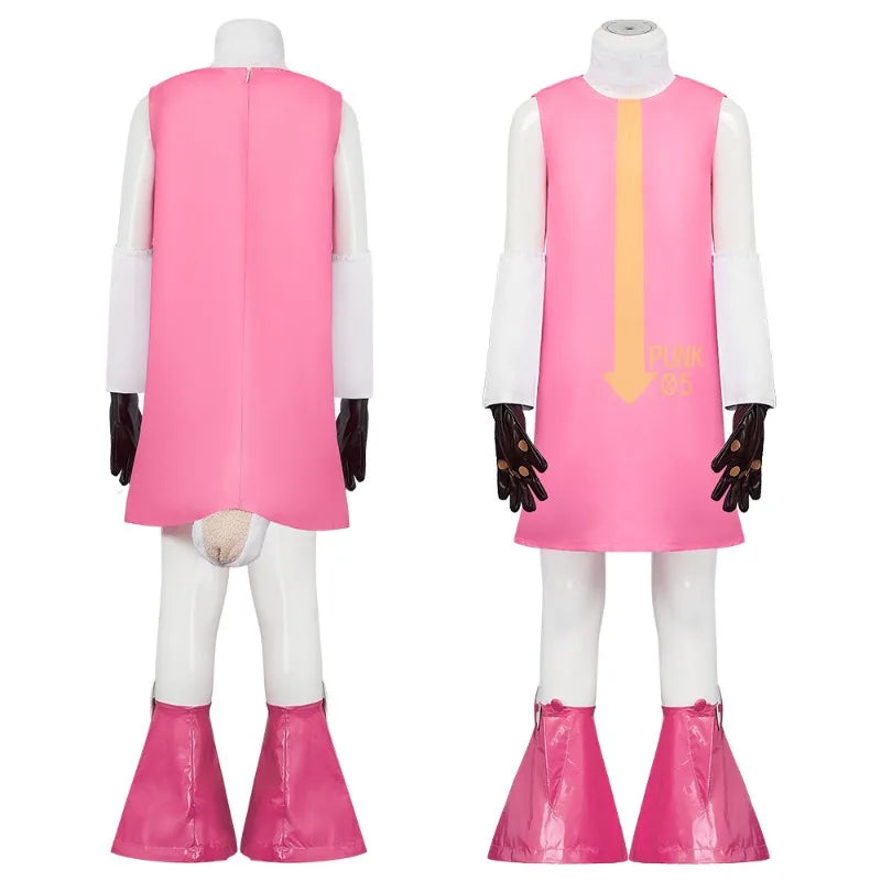 One Piece Anime Dr. Vegapunk Number 05 Clone Cosplay Costume Pink Dress with Foot Cover Cute Kawaii Halloween Outfit