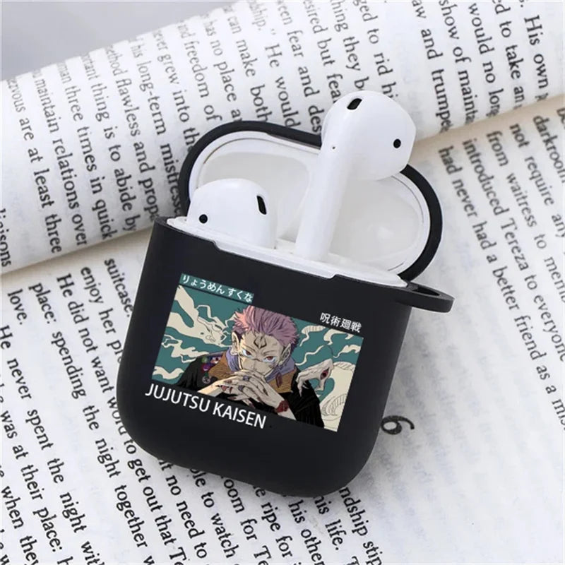 Anime Jujutsu Kaisen Case for Airpods 3 2 1 Pro Silicone Bluetooth Headphone Cover Gojo Satoru Air Pod Earphone Box Black Coque