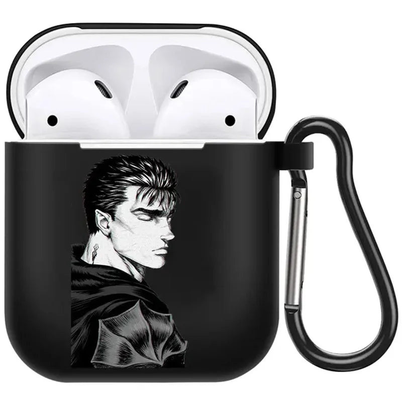 anime Berserk Guts Zodd Earphone Case For AirPods4 1 2 3 Pro Black Soft silicone wireless Bluetooth headphone case