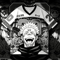 Anime Jujutsu Kaisen Ryomen Sukuna V-Neck T-Shirt – Oversized Hip Hop Jersey Tee