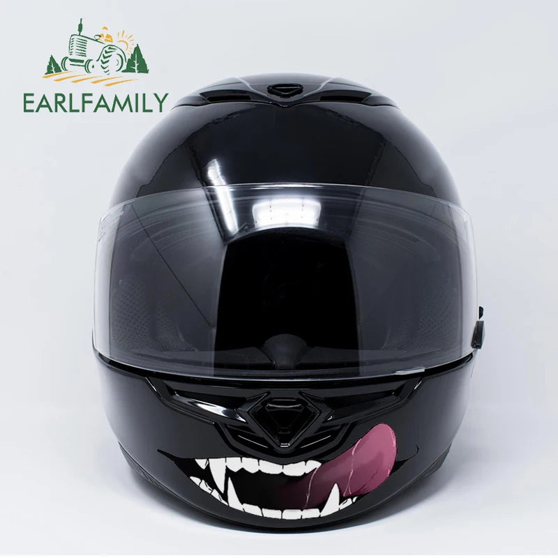 EARLFAMILY 13cm For Scary Devil Tooth Helmet Car Stickers RV JDM Motorcycle Decal Waterproof Camper Van Funny Car Accessories