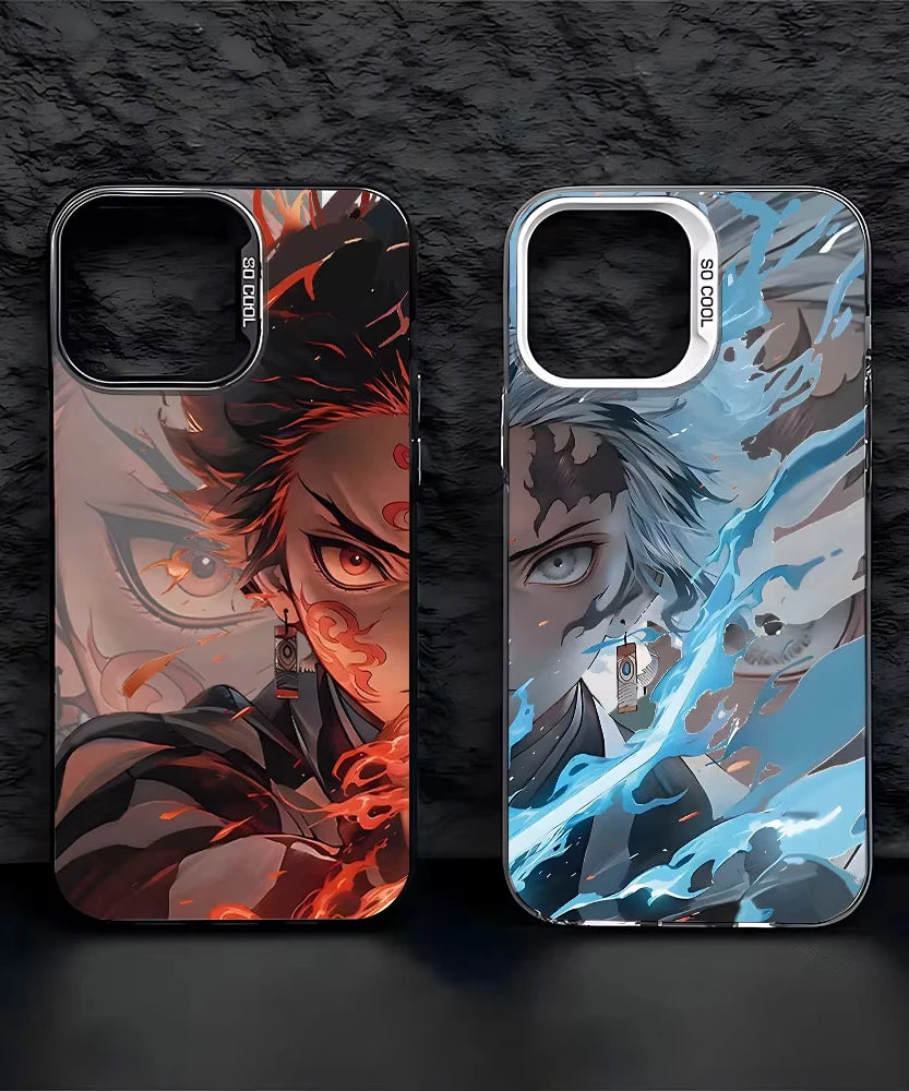 Anime D-Demon S-Slayer Plating Phone Case For Samsung Galaxy A14 A15 5G S21 S22 S23 S24 5G FE Plus Ultra A25 A35 A52 A53 A54 A55