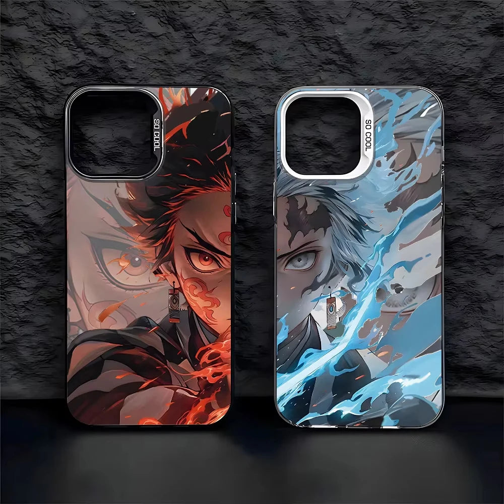 Anime D-Demon S-Slayer Plating Phone Case For Samsung Galaxy A14 A15 5G S21 S22 S23 S24 5G FE Plus Ultra A25 A35 A52 A53 A54 A55
