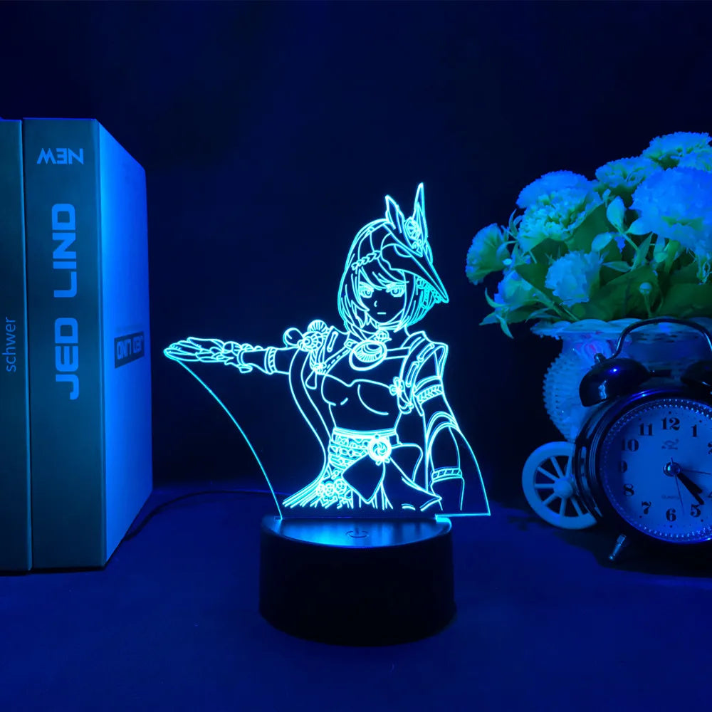 Newly Genshin Impact Night Light Yae Miko Game Figures Acrylic Stand Model 3D Table Lamp Kids Git Acrylic Bedside lamp