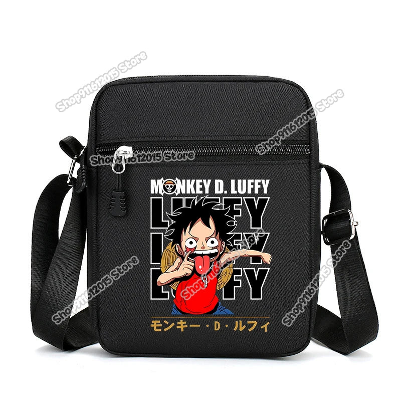 One Piece Men Shoulder Bag Anime Luffy Zoro Boy Oxford Cloth Crossbody Zipper Messenger Bags Outdoor Travel Small Phone Pouch