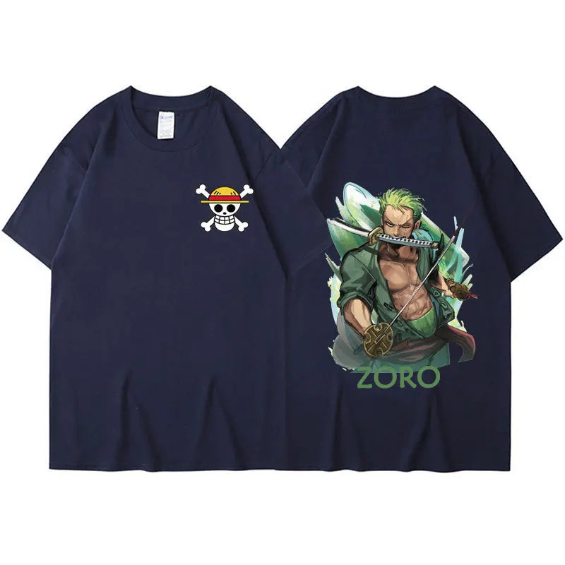 Anime ONE PIECE Sauron Printing Men's and Women's Loose Casual Short Sleeve One Piece Summer Couple T-Shirt Top Birthday