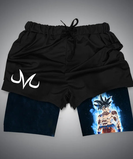 New Dragon Ball Son Goku Shorts Anime Men Double Layer Sports Short Pants Sportswear Jogger Breathable Beach Pants