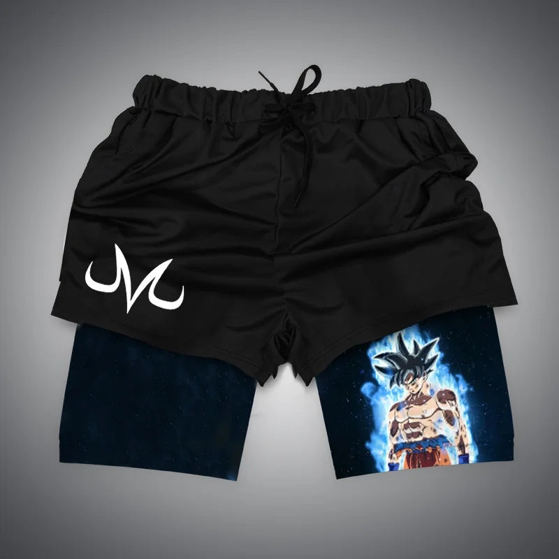New Dragon Ball Son Goku Shorts Anime Men Double Layer Sports Short Pants Sportswear Jogger Breathable Beach Pants