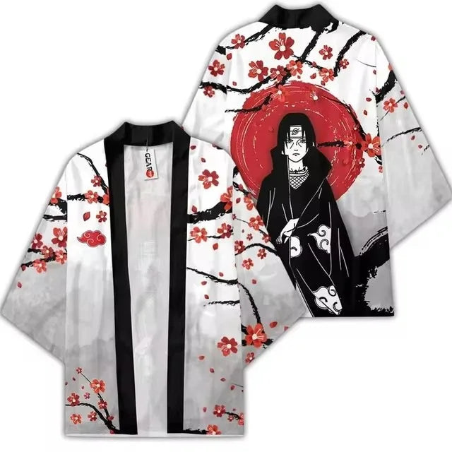 Uchiha Itachi shirt Kimono Cardigan Print Crow Loose Blouse Shirt Haori Obi Asian Clothes Harajuku Streetwear