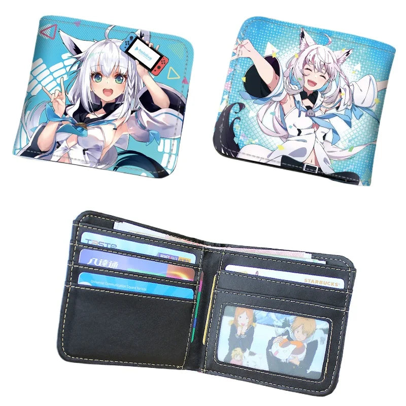 Anime Hololive Short PU Leather Wallet Cute Girls Nakiri Ayame Shirakami Fubuki Gawr Gura Folding Purse Gift