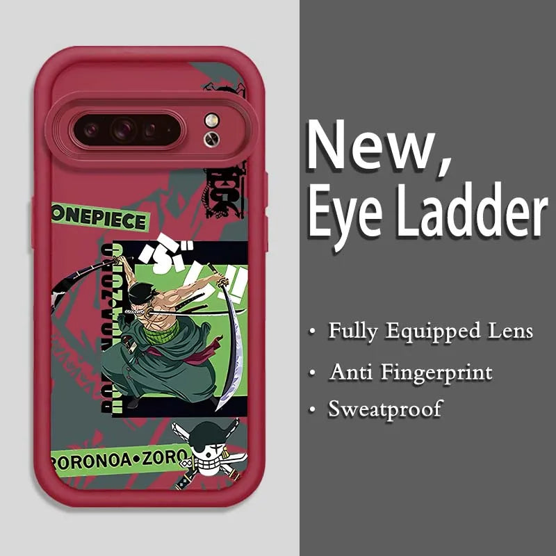 Anime Zoro One Piece Luffy Art Phone Case For Google Pixel 9 8A 8 7 7A Pro XL 5G Eye Ladder Soft TPU Shockproof Cover