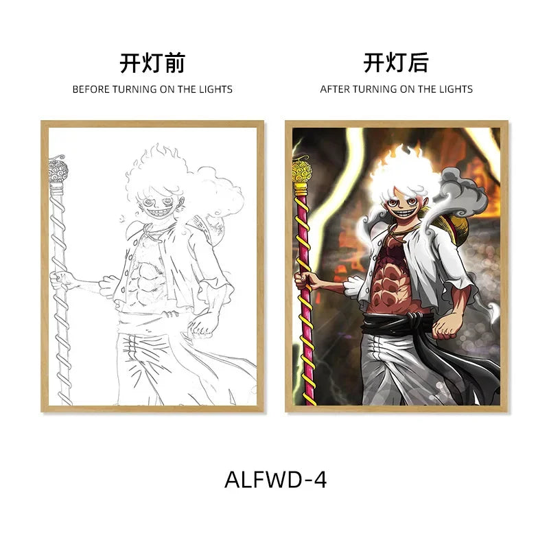 Sun God Nika Luffy Light-Up Frame – One Piece LED Desktop Decor