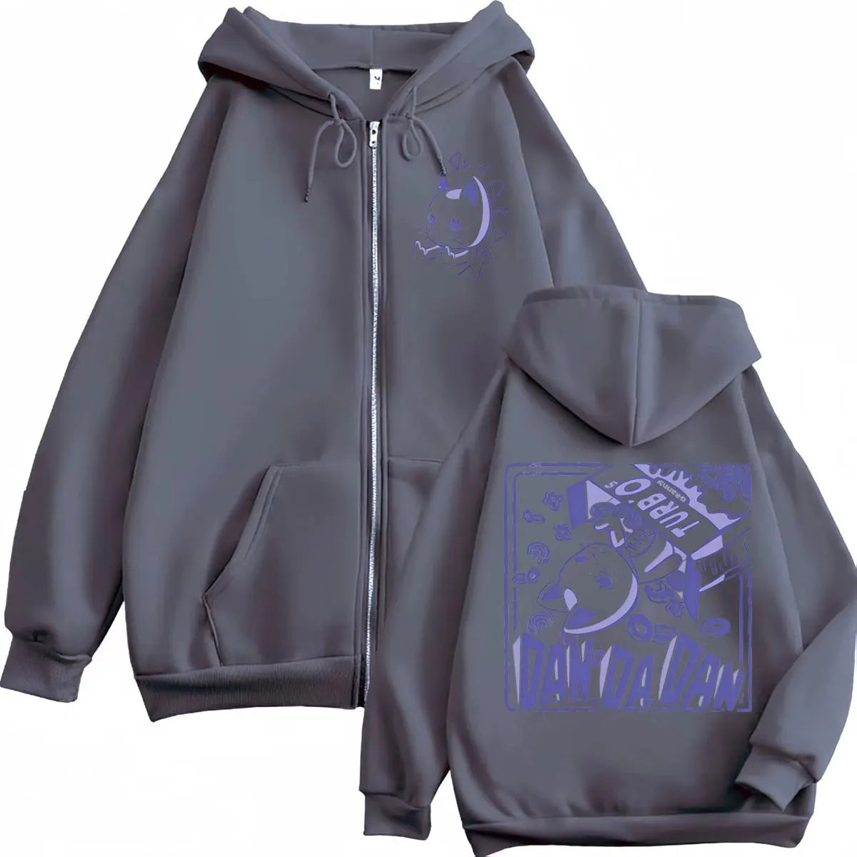 Anime Dandadan Turbo Granny Double Sided Print Zipper Hoodie Manga Style Zip Up Sweatshirts Men Women Casual Pullovers