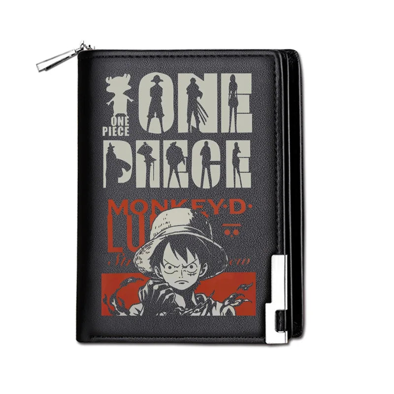 One Piece Luffy Ace Anime Peripheral Zipper PU Wallet Handsome Personality Boy Print Coin Purse Short Card Pack Gift Wholesale