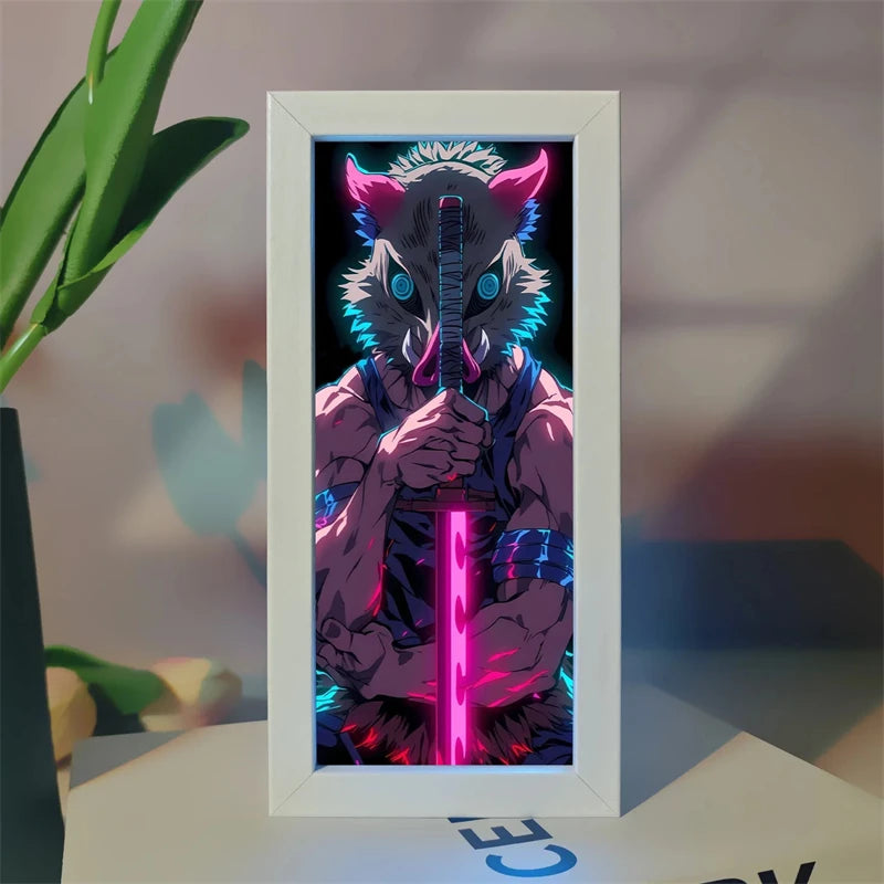 19.8cm/7.8in Demon Slayer LED Night 3D Box Light Anime Peripherals Table Lamp Figure Bedroom Ornament Funny Gifts Toy Decoration