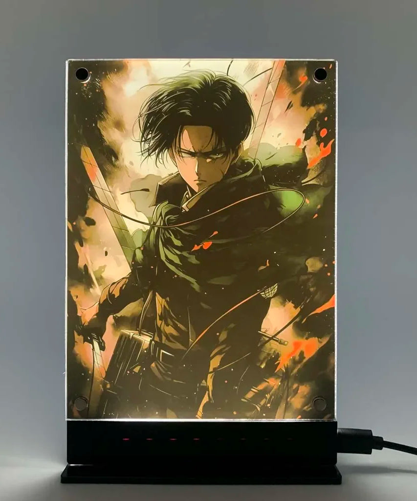 PCLP Led Backlit Poster Attack on Titan Levi Anime Night Light for Bedroom Nightlight Game Room Decor Table Night Lamp Sign AOT