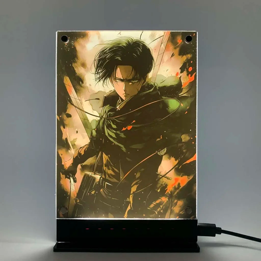 PCLP Led Backlit Poster Attack on Titan Levi Anime Night Light for Bedroom Nightlight Game Room Decor Table Night Lamp Sign AOT