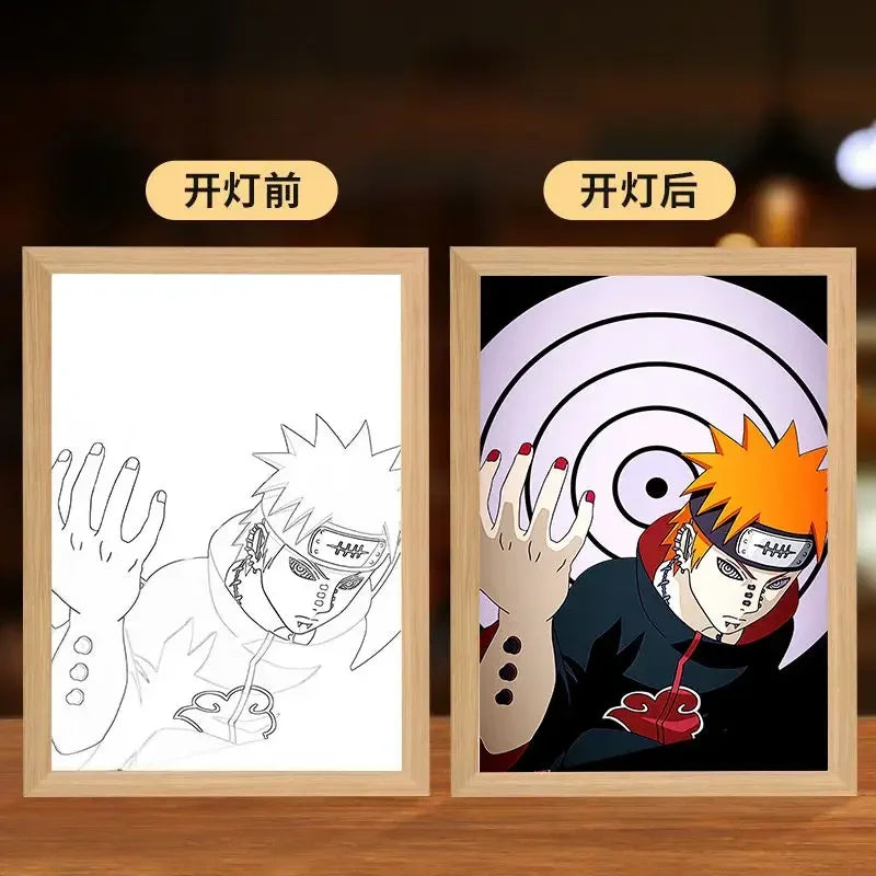 Naruto light painting Kakashi Sasuke Uchiha Madara anime bed head light bedroom creative personality night light holiday gift