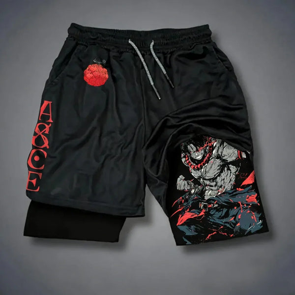 One Piece 2-in-1 Gym Shorts — Breathable Mesh Sportswear