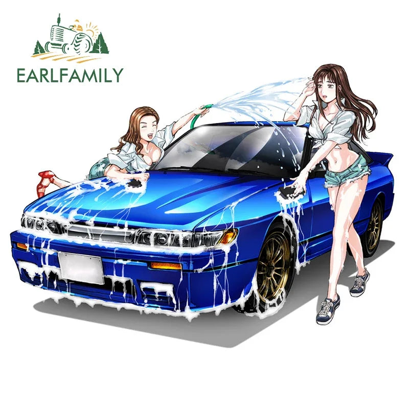 EARLFAMILY 13cm For ILLEGALSTREET X ANIME Window Fine Decal Sunscreen Car Sticker Anime Car Accessories Decoration