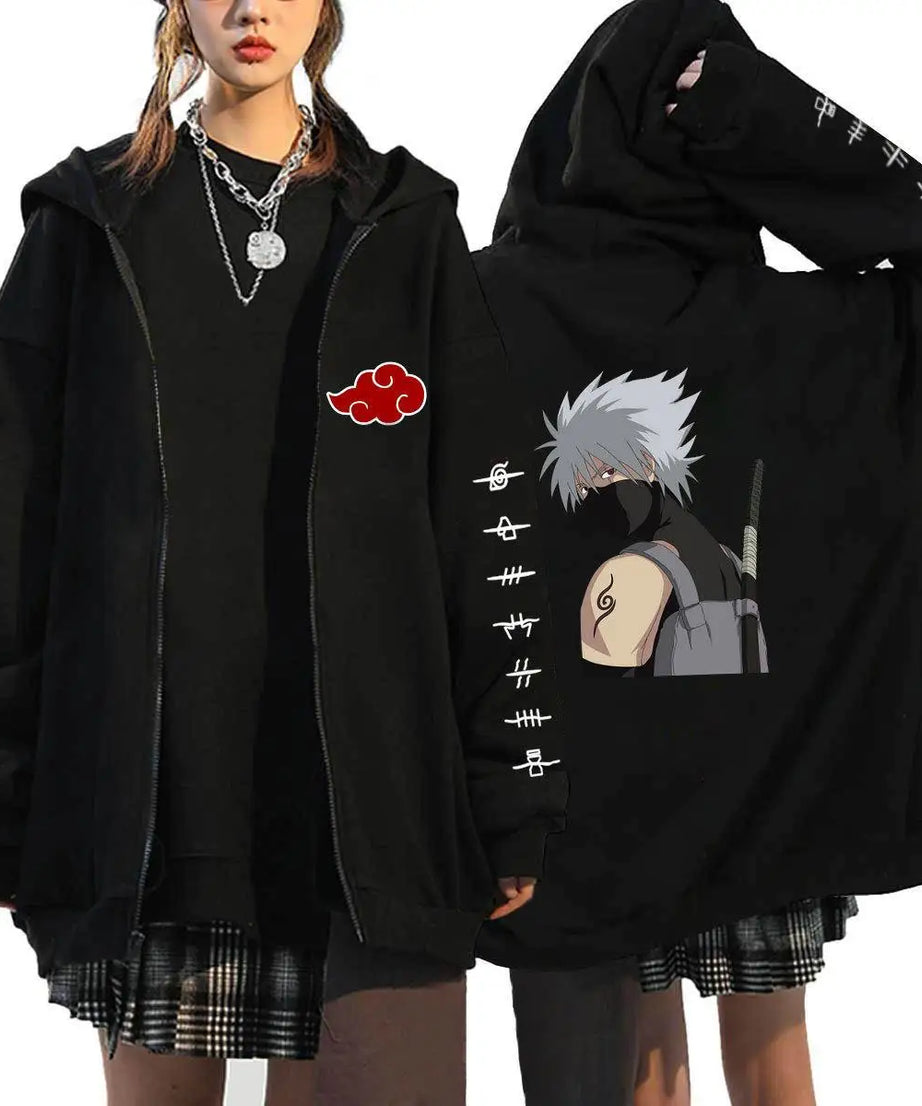 Autumn Zip Up Jacket Anime Naruto Figures Sweatshirt Men Women Plus Size Casual Clothing Harajuku Coat Halloween Gifts