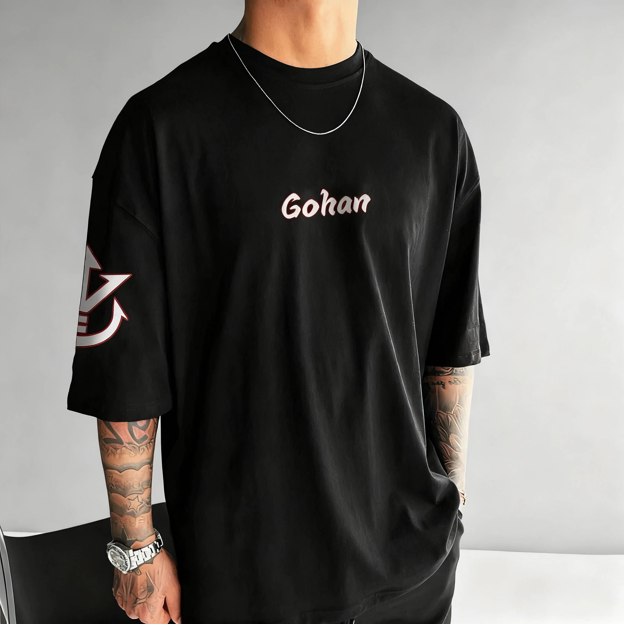 Dragon Ball Anime Joint T-shirt Summer Men's New Gohan Printed American Hip Hop Casual Loose Parent Child Short Sleeve Top