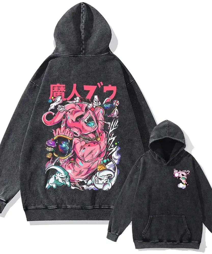 New Dragon Ball Anime Oversized Washed Pullover Sweatshirt Men Women Hoodie Casual Hip Hop Large Size Sweater Top Spring Autumn