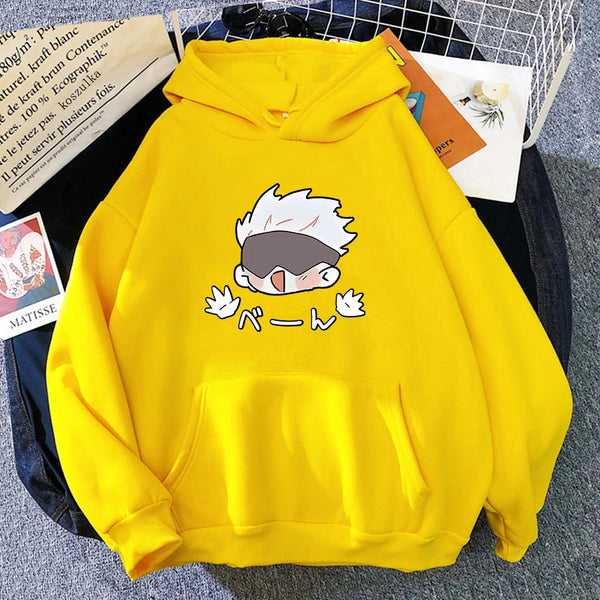Jujutsu Kaisen Satoru Gojo Funny Kawaii Anime Graphic Hoodie – Harajuku Pullover Sweatshirt