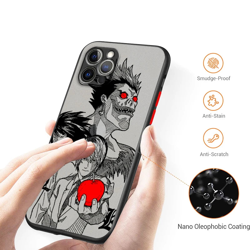 Death Note Cool Art Anime Frosted Translucent For Apple iPhone 16 15 14 13 12 11 XS XR X Pro Max Plus Mini Matte Phone Case