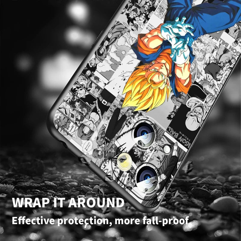 Manga D-Dragon Ball Z Art For iPhone 15 14 13 12 11 XS XR X 8 7 SE Pro Max Plus Mini Black Phone Case