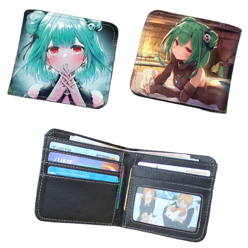 Anime Hololive Short PU Leather Wallet Cute Girls Nakiri Ayame Shirakami Fubuki Gawr Gura Folding Purse Gift
