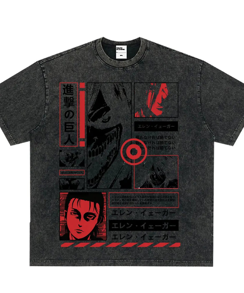 Summer Wears Anime Anime Attack on Titan Classic Cotton T-shirts New Style Washed T-shirt Fashion Streetwears Men