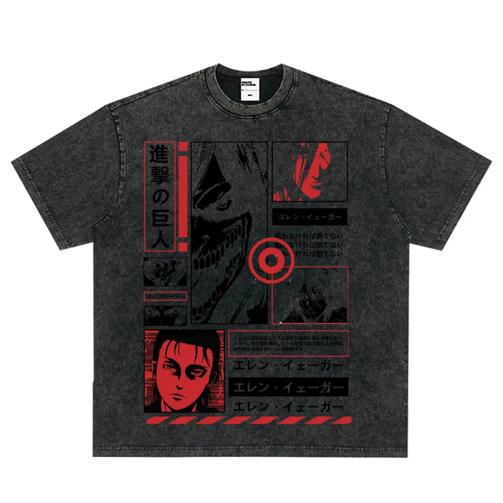 Summer Wears Anime Anime Attack on Titan Classic Cotton T-shirts New Style Washed T-shirt Fashion Streetwears Men