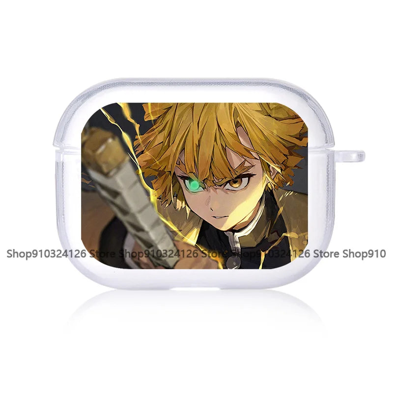 For AirPods 4 2024 Earphone Cove Anime Demon Slayer Cool Cute for Apple Airpod Pro2 Pro 1 2 3 4th Transparet Cover Fundas