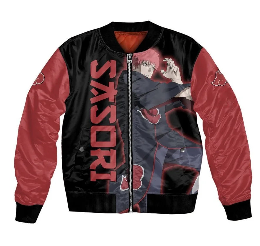 Plus Size Anime Bomber Jacket for Men - One Piece Naruto Dragon Ball Themed Military Aviator Coat, Cosplay Winter Outerwear Gift