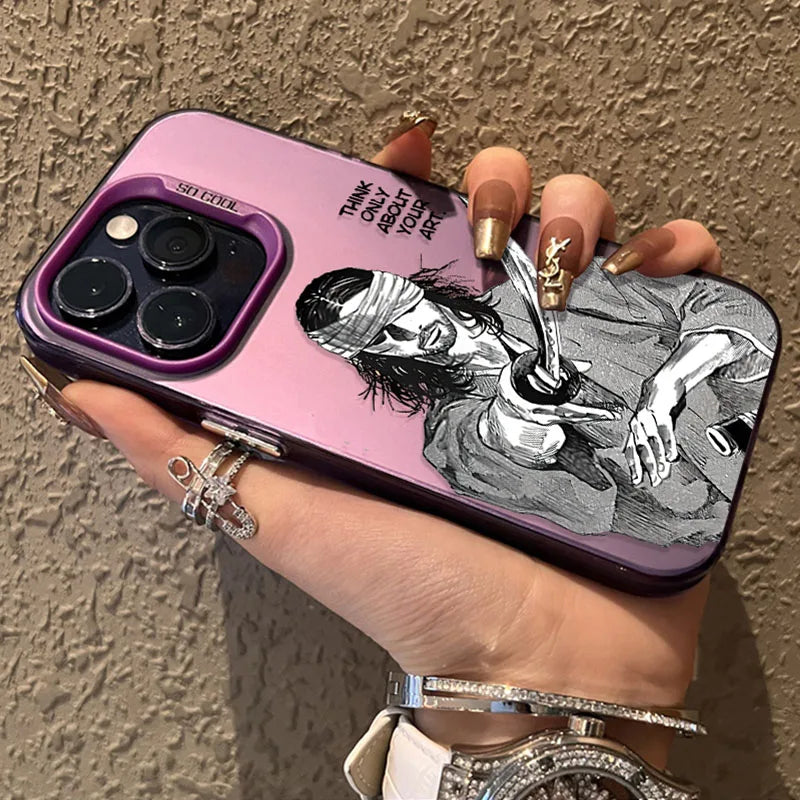 Comics Vagabond Samurai Case for iPhone SE4 16E 16 15 14 13 12 11 Pro Max XS X XR Plus 8 7 SE Plating Matte Cover