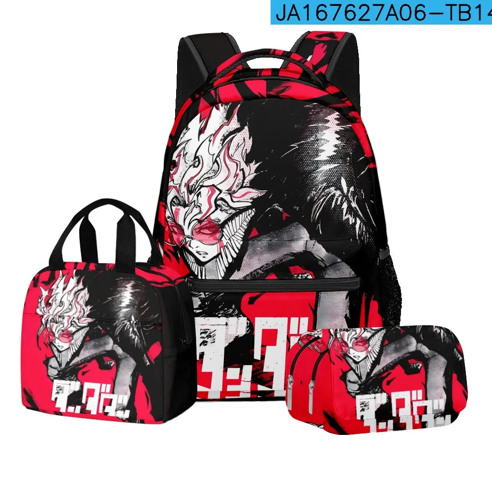 Luxury Popular Novelty DANDADAN 3D Printed 3pcs/Set student School Bags Travel Notebook Backpack Lunch bag Pencil Case