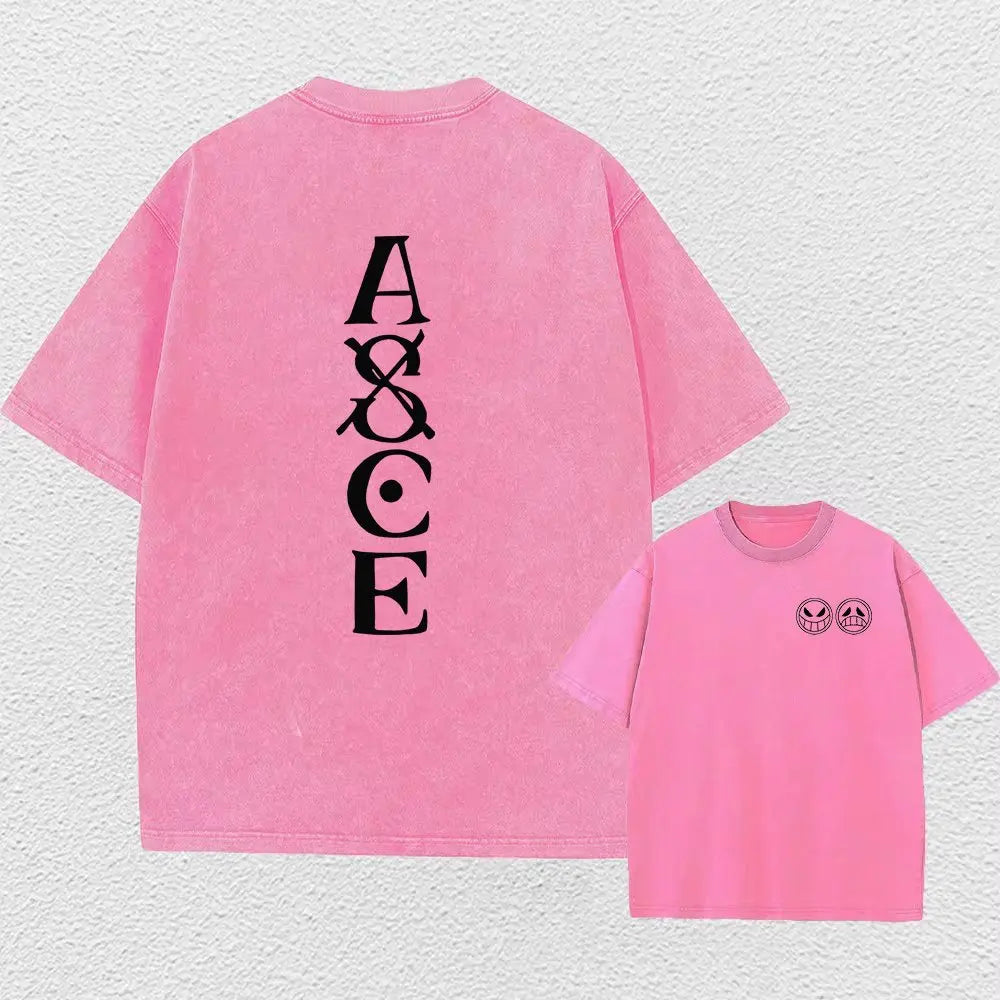One Piece Anime Print Washed T-shirt Men Hip Hop Streetwear Oversized Women Short Sleeved Graphic Tee Summer Harajuku Casual Top