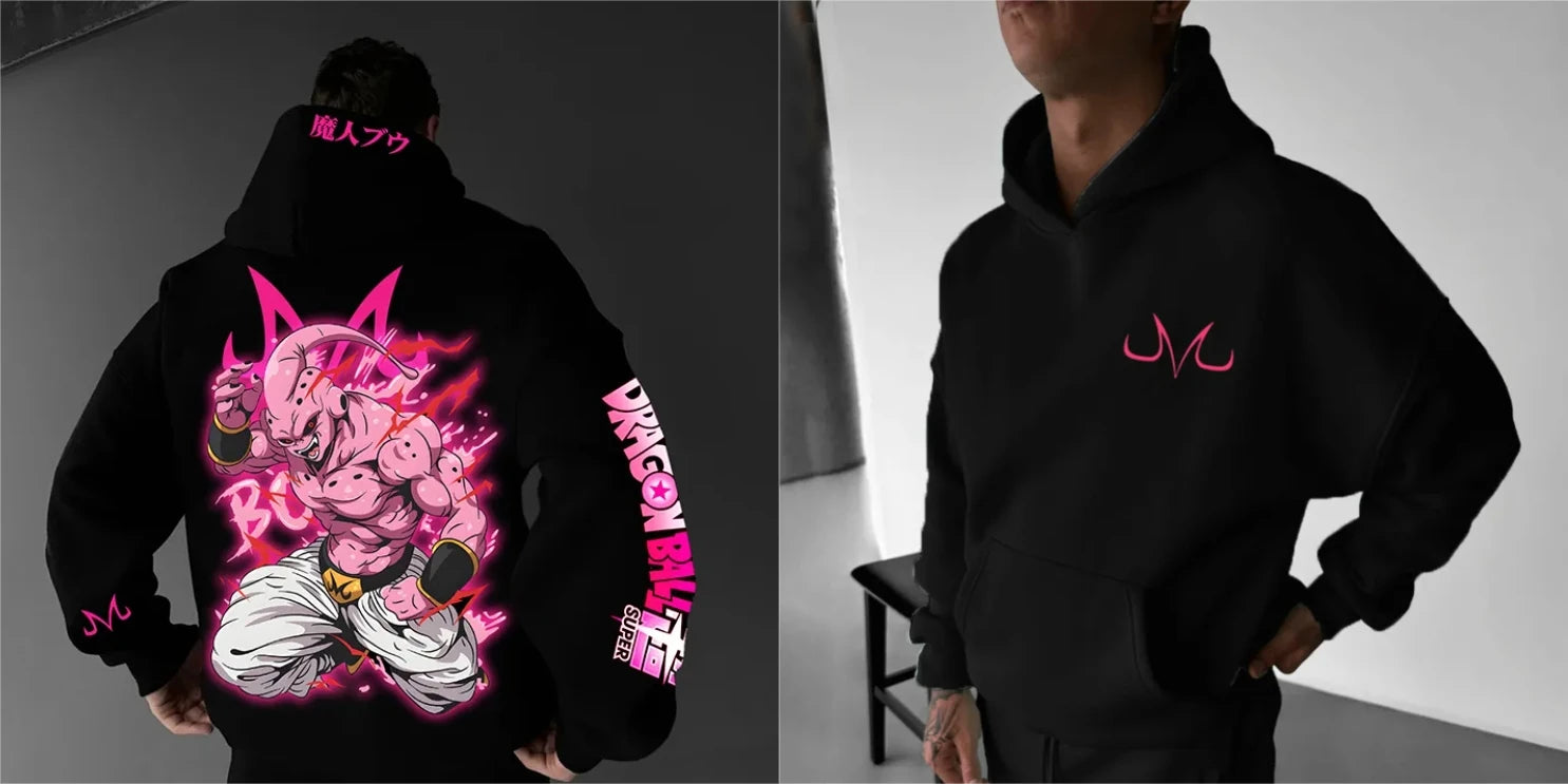 Unisex Oversized Hoodie Anime Dragon Ball Majin Men's Clothing Autumn Loose Casual Women Long Sleeve Sweatshirt Sportswear