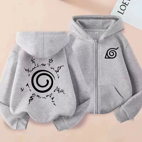 Naruto Cartoon Print Kids Zipper Hoodie – Boys & Girls Autumn/Winter Sweatshirt