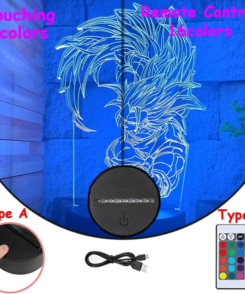 Dragon Ball Z Anime Figures 3D LED Light Childhood Desk Lamp Goku Figure Vegeta Gohan Anime Figures Room Decor Birthday Gift