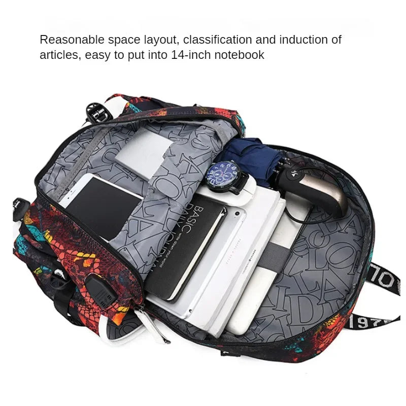 Naruto Sasuke Children Backpack School Bags Waterproof for Boy Girls Anime Luminous Kids SchoolBag USB Charging Book Bag