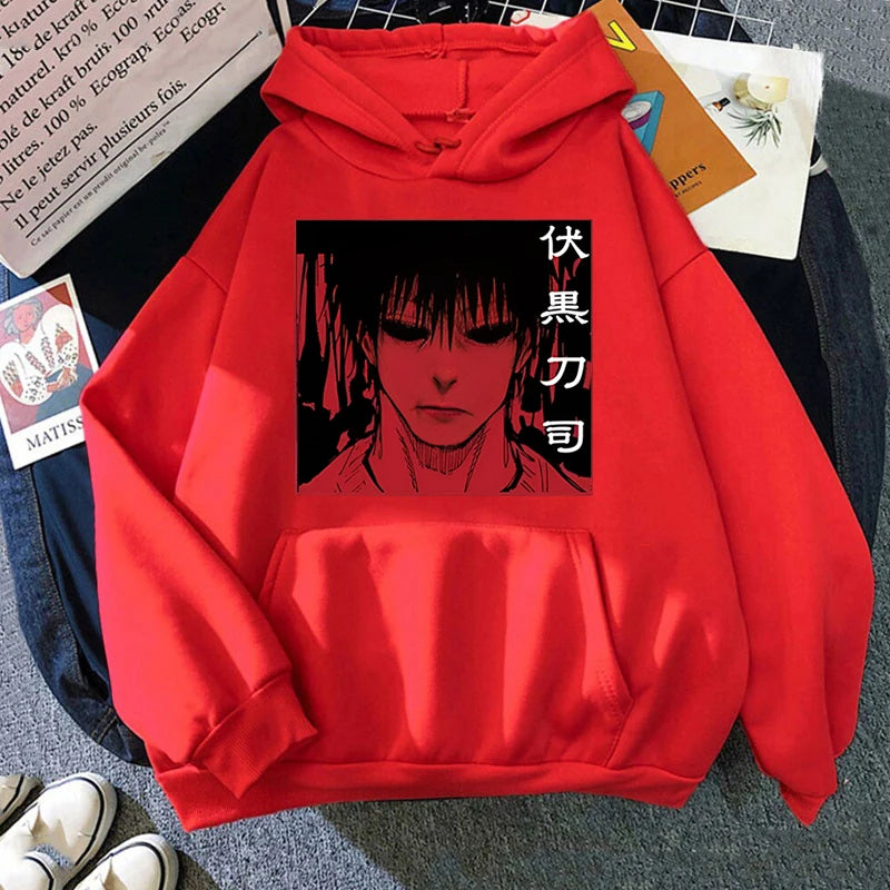 Fashion Unisex Hoodies Anime Fushiguro Toji Printed Hooded Seatshirts Streetwear Casual Pullover Tops