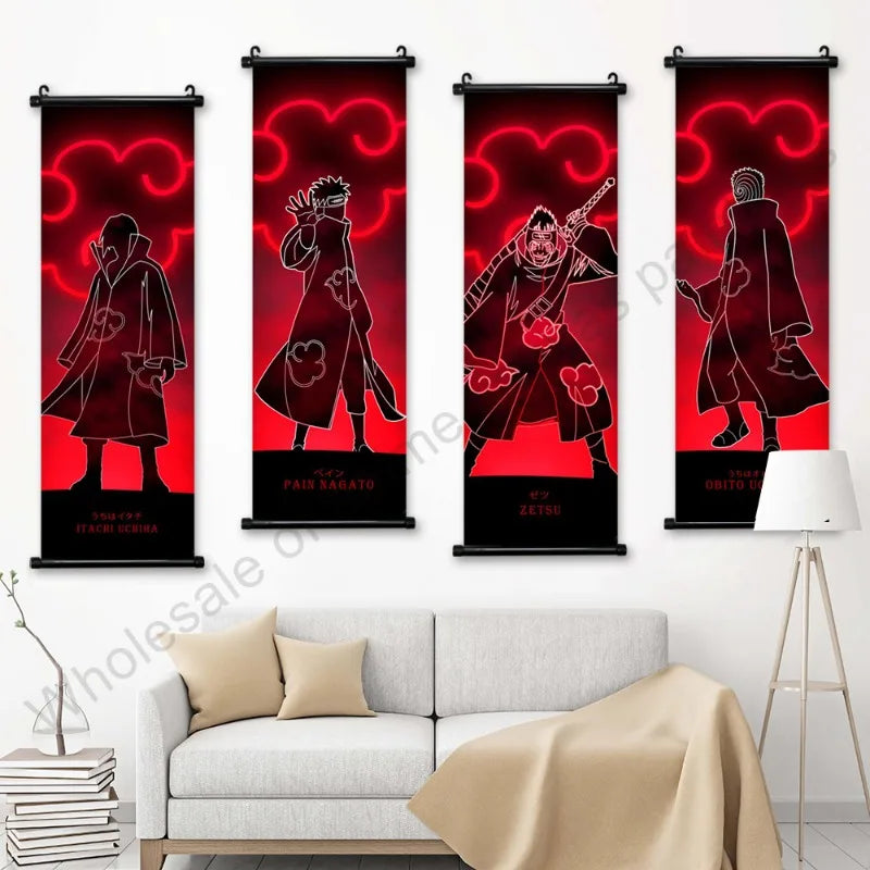 Naruto Villains Wall Scroll – Akatsuki Zetsu, Obito & Pain Canvas Poster