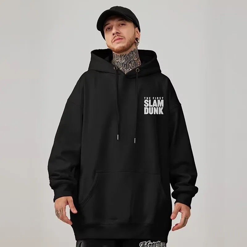 M-8XL Hoodie Men's Large Hoodie Loose and Fashionable Japanese Super Pop Anime Dunk Print Long Sleeve Double Shirt
