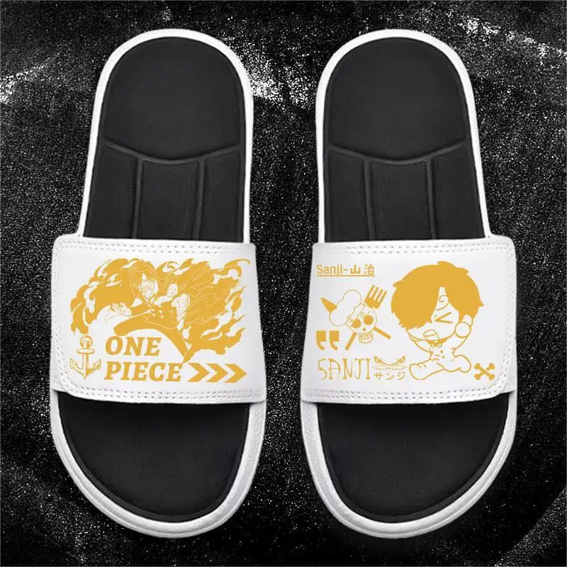One Piece Anime Luffy Zoro Nami Pattern New Slippers Men and Women Fashionable Flat Outdoor Comfortable Sandals Gift