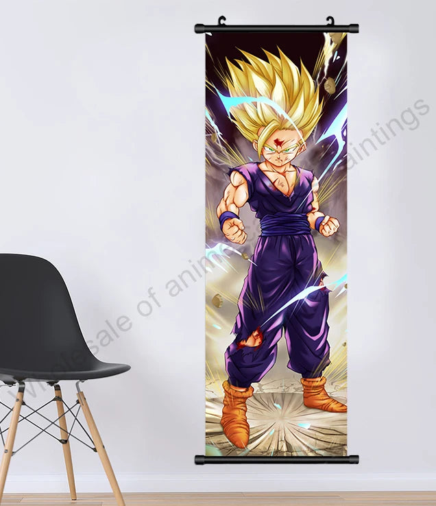 Dragon Ball Z Hanging Canvas Scroll – Goku, Vegeta & Frieza Anime Wall Art