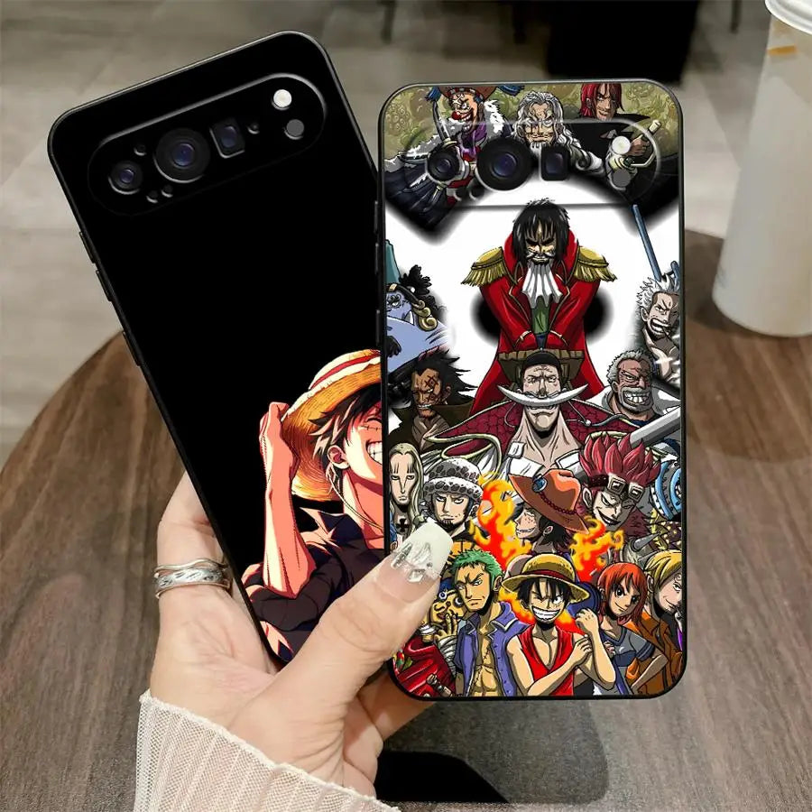Black Soft Shell Phone Case for Google Pixel 8 Pro 7 Pro 9a 6 Pro 6a 9 Pro XL 7a 8a Luffy One-PieceS
