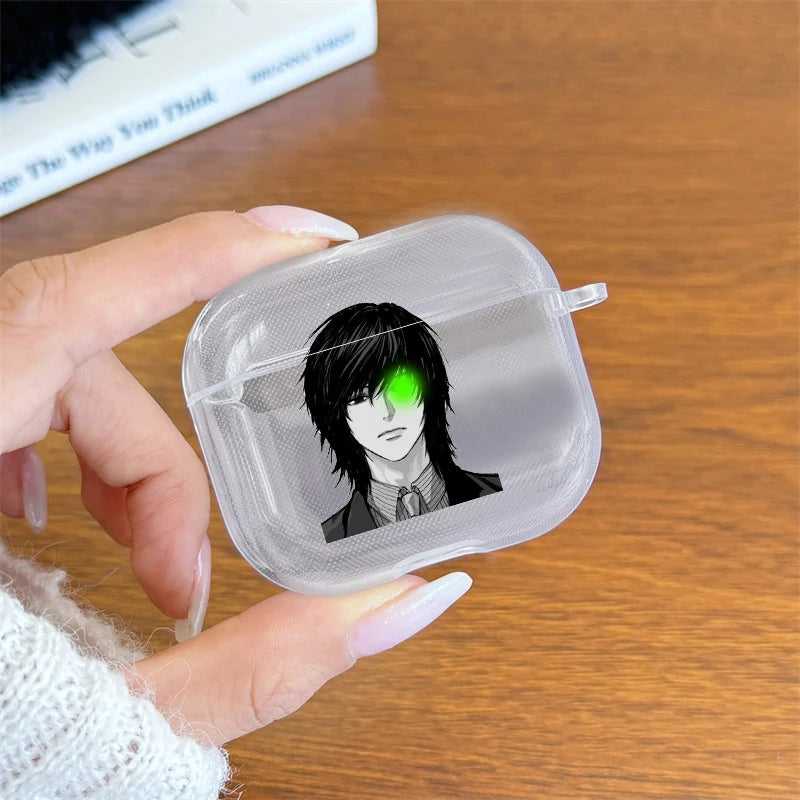 Anime Mikami Teru Death Note Case Soft silicone TPU Case For AirPods 4 Pro 1 2 3 Clear Transparent Bluetooth Earphone Case